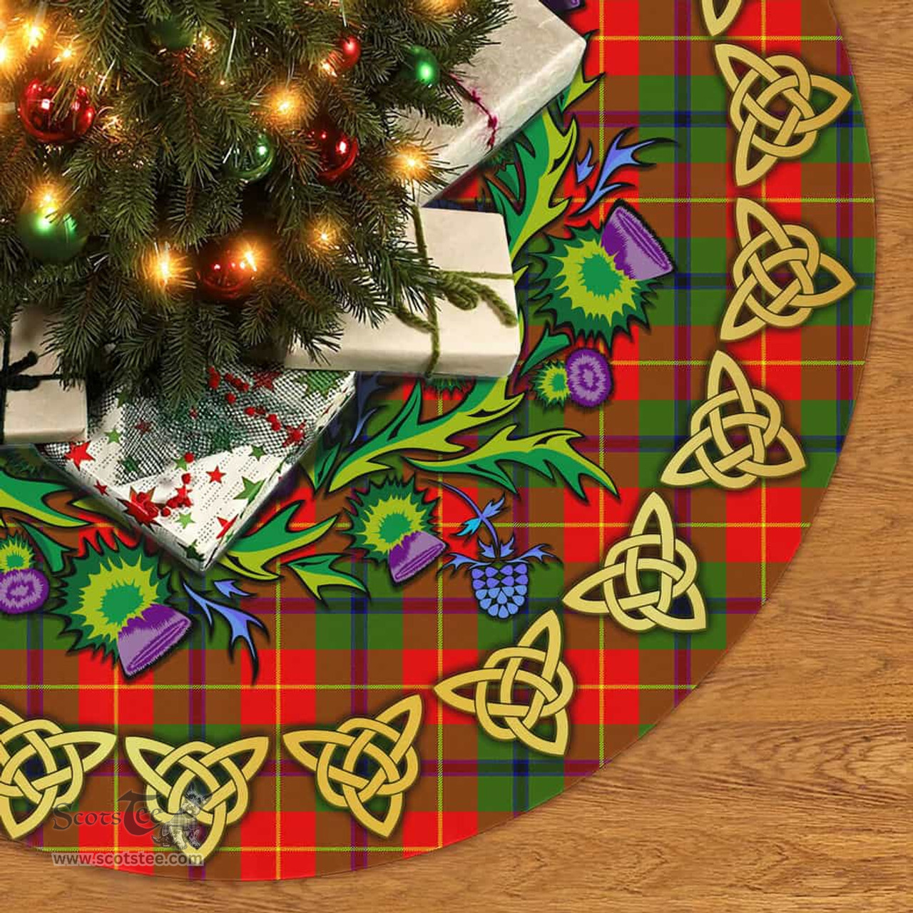 ScotsTee Shop Scottish Turnbull Dress Thistle Celtic Knot Tartan Christmas Tree Skirt