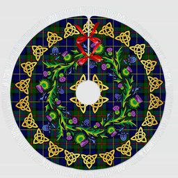ScotsTee Shop Scottish MacLeod of Harris Modern Thistle Celtic Knot Tartan Christmas Tree Skirt