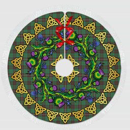 ScotsTee Shop Scottish MacKinnon Hunting Ancient Thistle Celtic Knot Tartan Christmas Tree Skirt