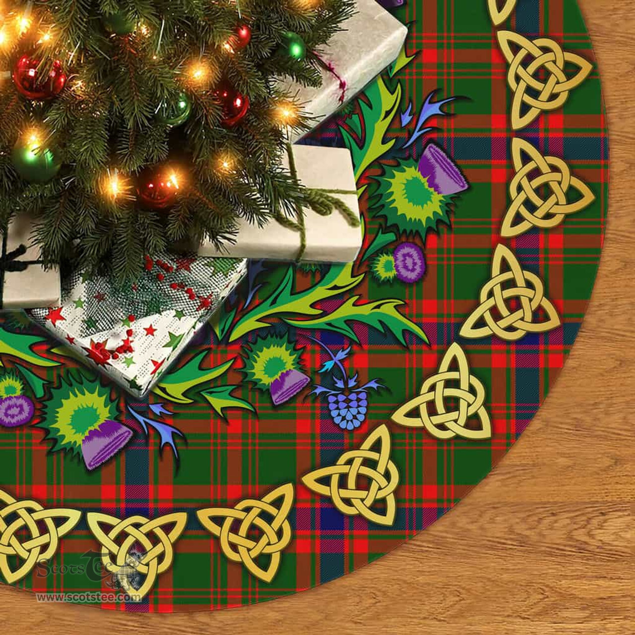 ScotsTee Shop Scottish Nithsdale District Thistle Celtic Knot Tartan Christmas Tree Skirt