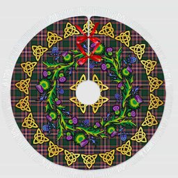 ScotsTee Shop Scottish MacFarlane Hunting Modern Thistle Celtic Knot Tartan Christmas Tree Skirt