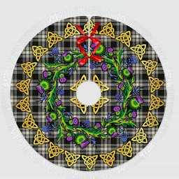 ScotsTee Shop Scottish Menzies Black & White Ancient Thistle Celtic Knot Tartan Christmas Tree Skirt