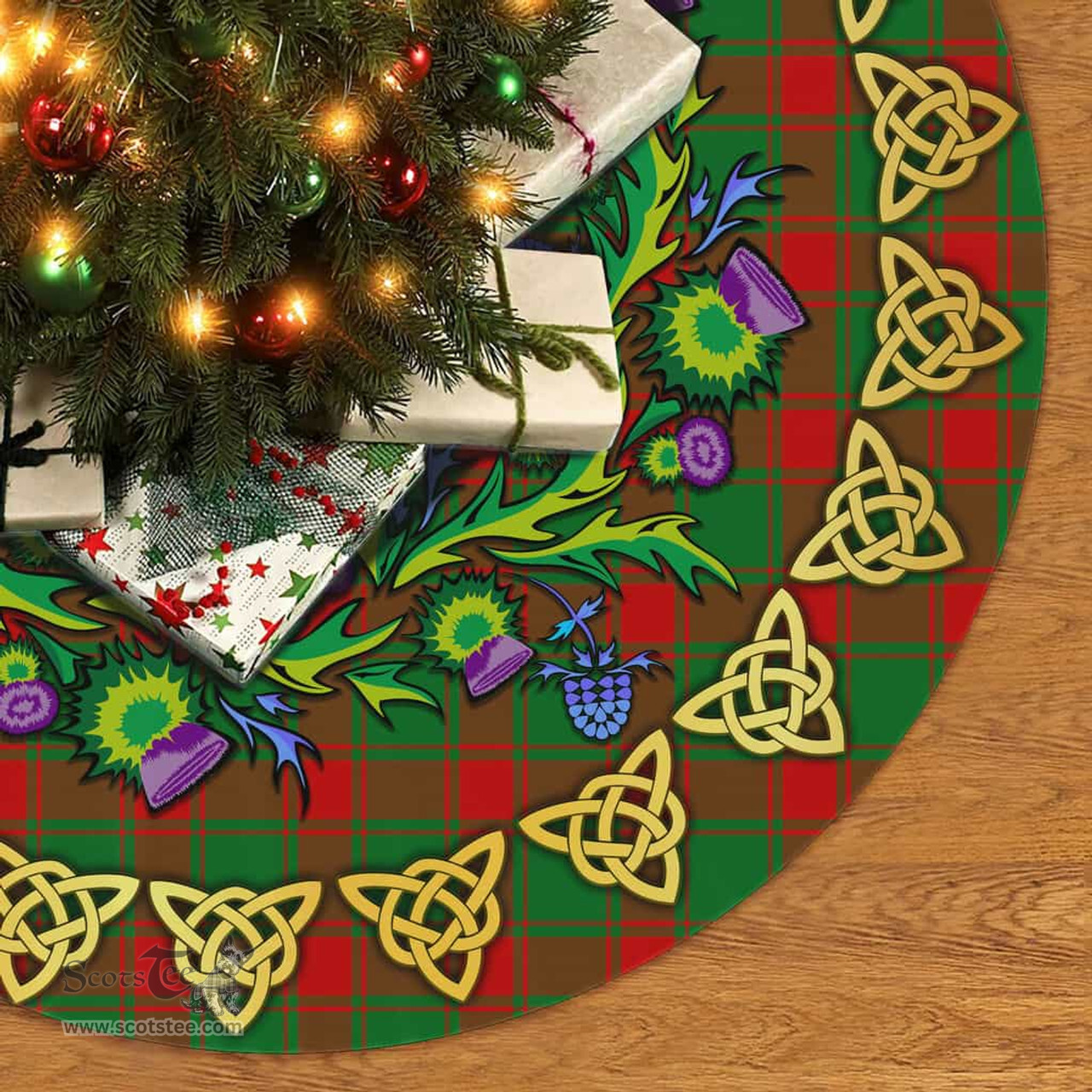 ScotsTee Shop Scottish Middleton Modern Thistle Celtic Knot Tartan Christmas Tree Skirt