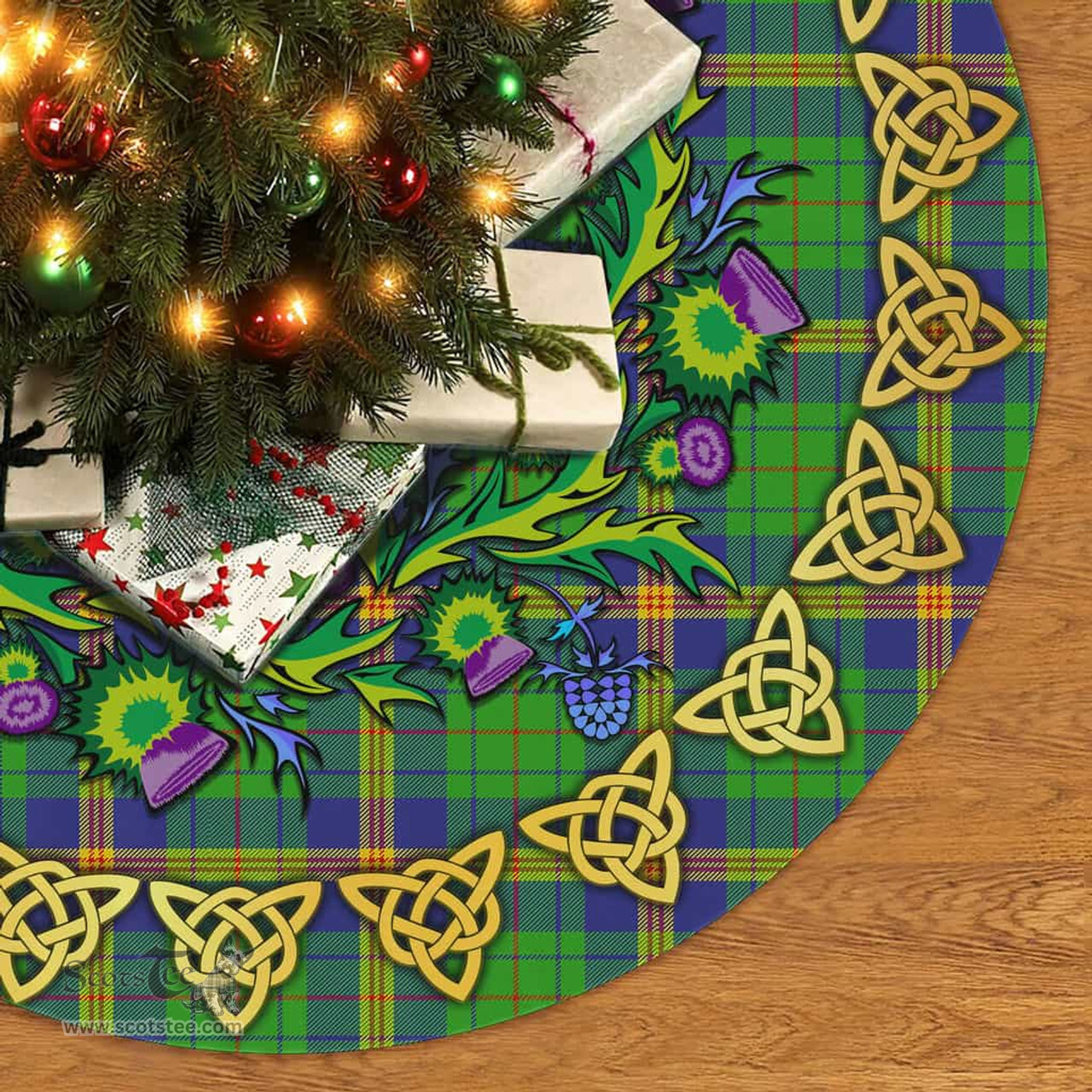 ScotsTee Shop Scottish New Mexico Thistle Celtic Knot Tartan Christmas Tree Skirt