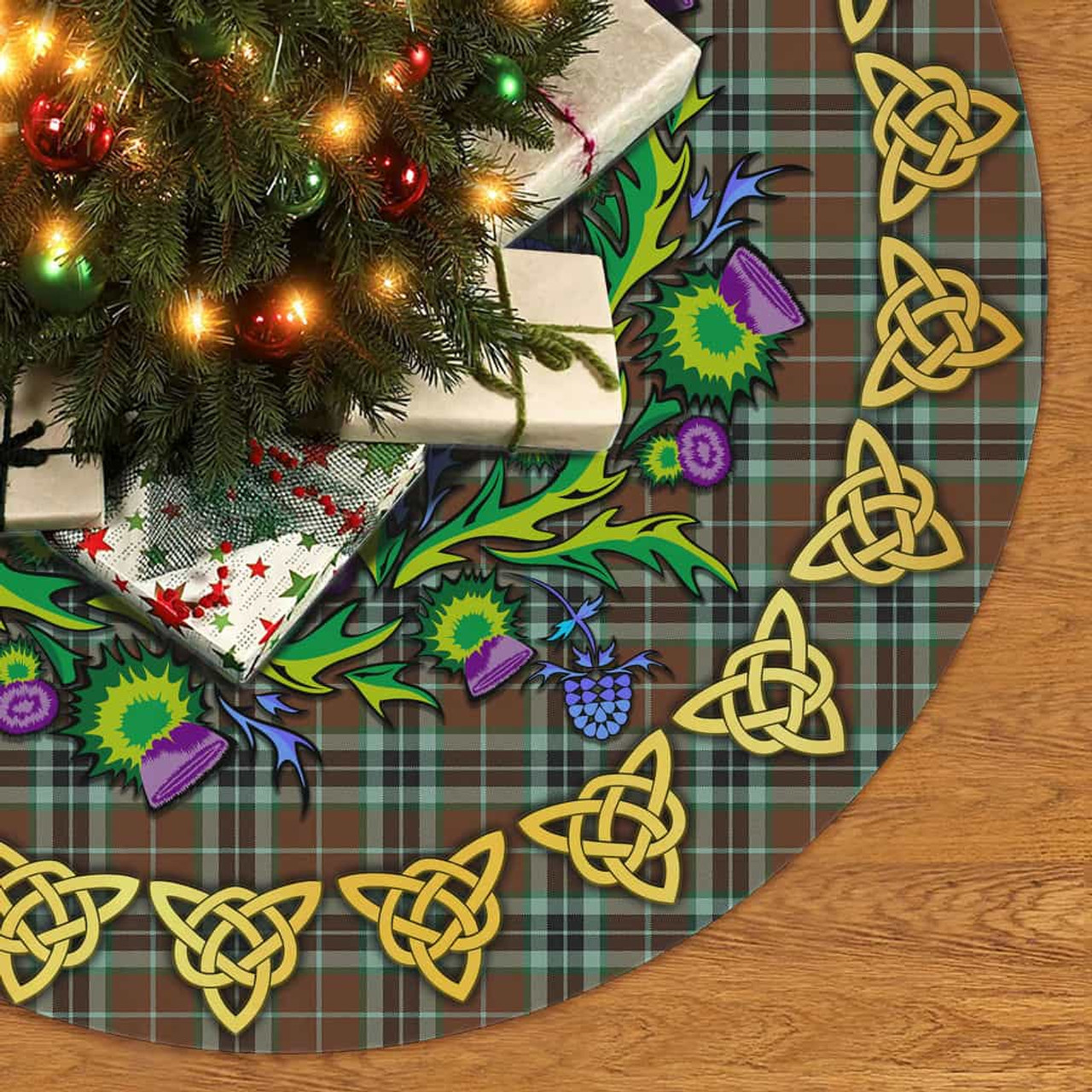 ScotsTee Shop Scottish Thomson Hunting Modern Thistle Celtic Knot Tartan Christmas Tree Skirt