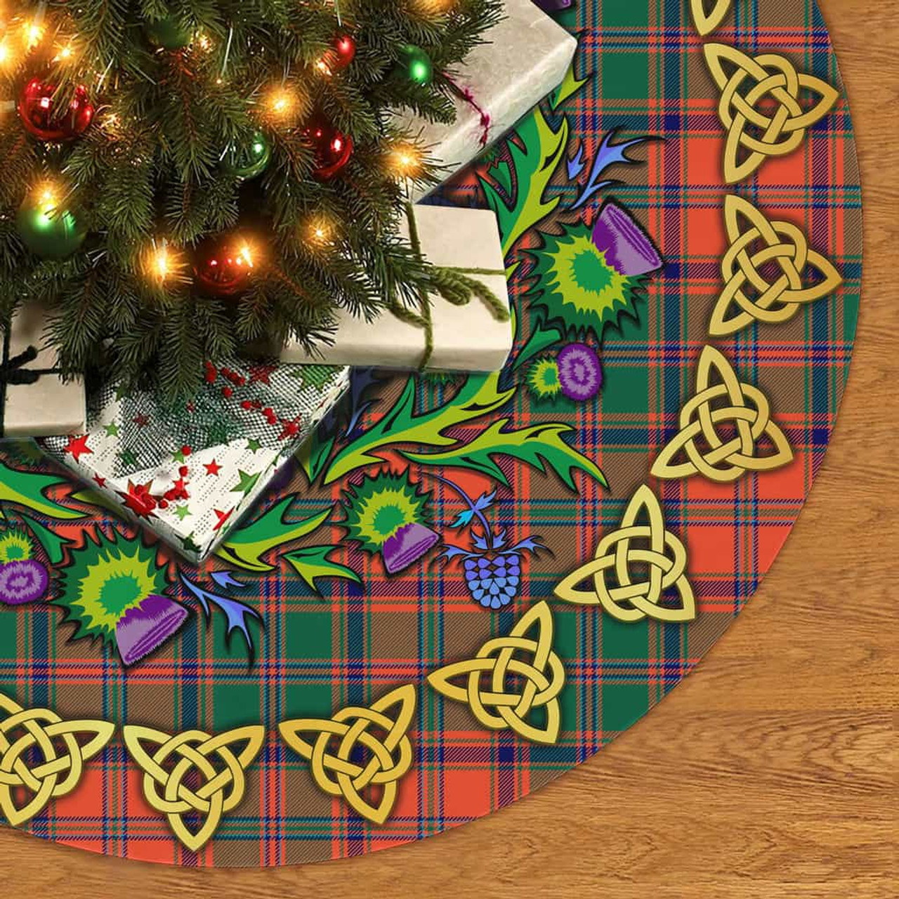 ScotsTee Shop Scottish Stewart of Appin Ancient Thistle Celtic Knot Tartan Christmas Tree Skirt