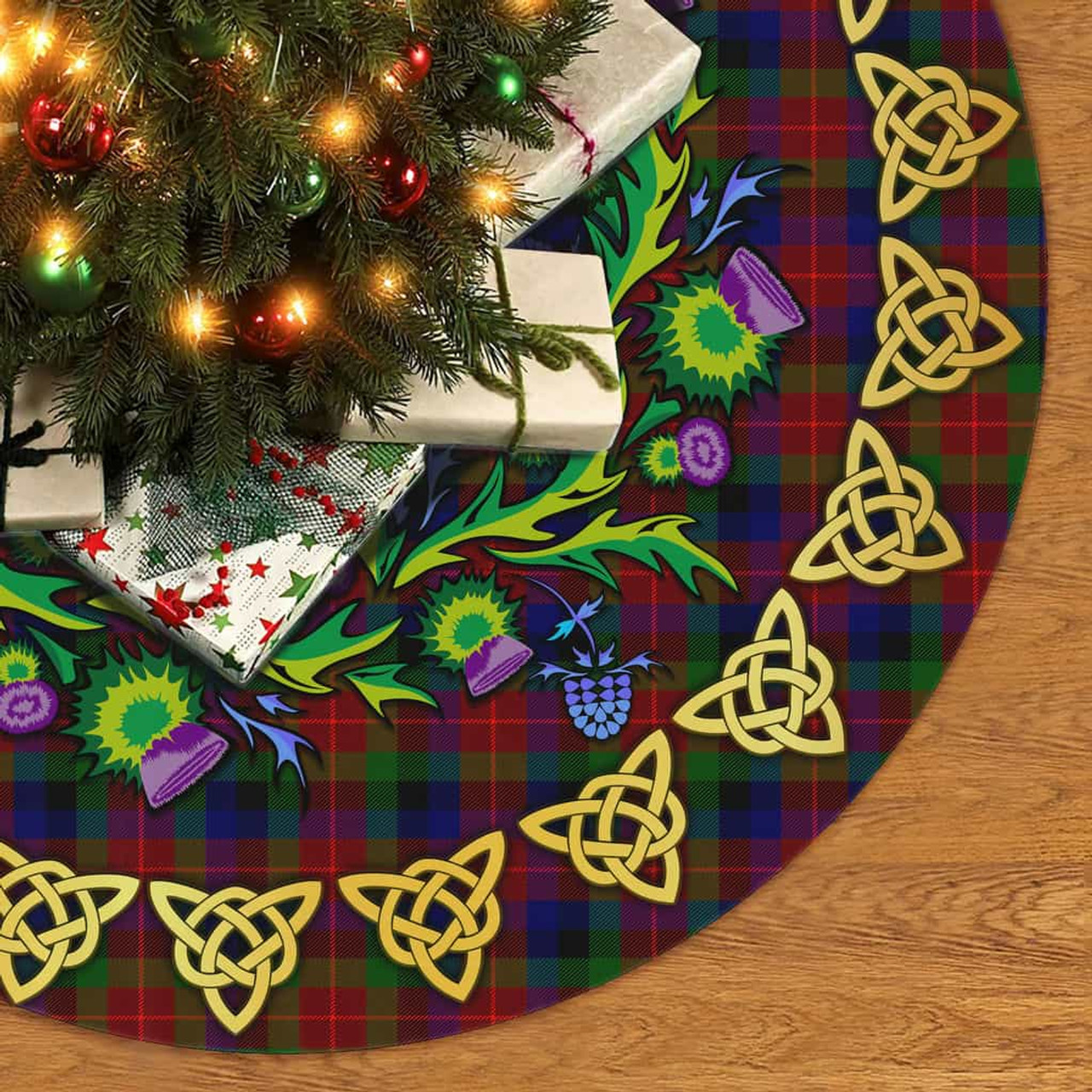 ScotsTee Shop Scottish Tennant Thistle Celtic Knot Tartan Christmas Tree Skirt