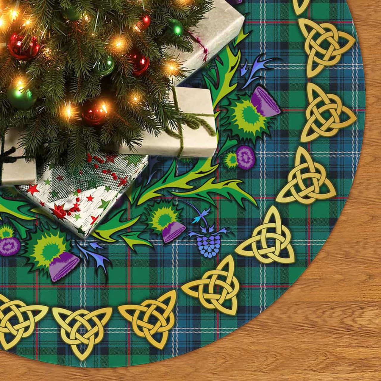 ScotsTee Shop Scottish Urquhart Ancient Thistle Celtic Knot Tartan Christmas Tree Skirt