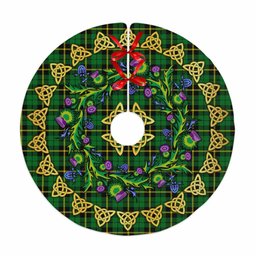 ScotsTee Shop Scottish Wallace Hunting - Green Thistle Celtic Knot Tartan Christmas Tree Skirt