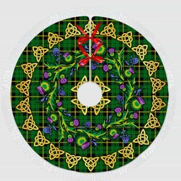 ScotsTee Shop Scottish Wallace Hunting - Green Thistle Celtic Knot Tartan Christmas Tree Skirt