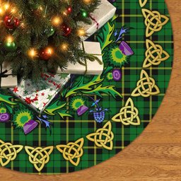 ScotsTee Shop Scottish Wallace Hunting - Green Thistle Celtic Knot Tartan Christmas Tree Skirt