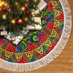 ScotsTee Shop Scottish MacLean of Duart Modern Thistle Celtic Knot Tartan Christmas Tree Skirt