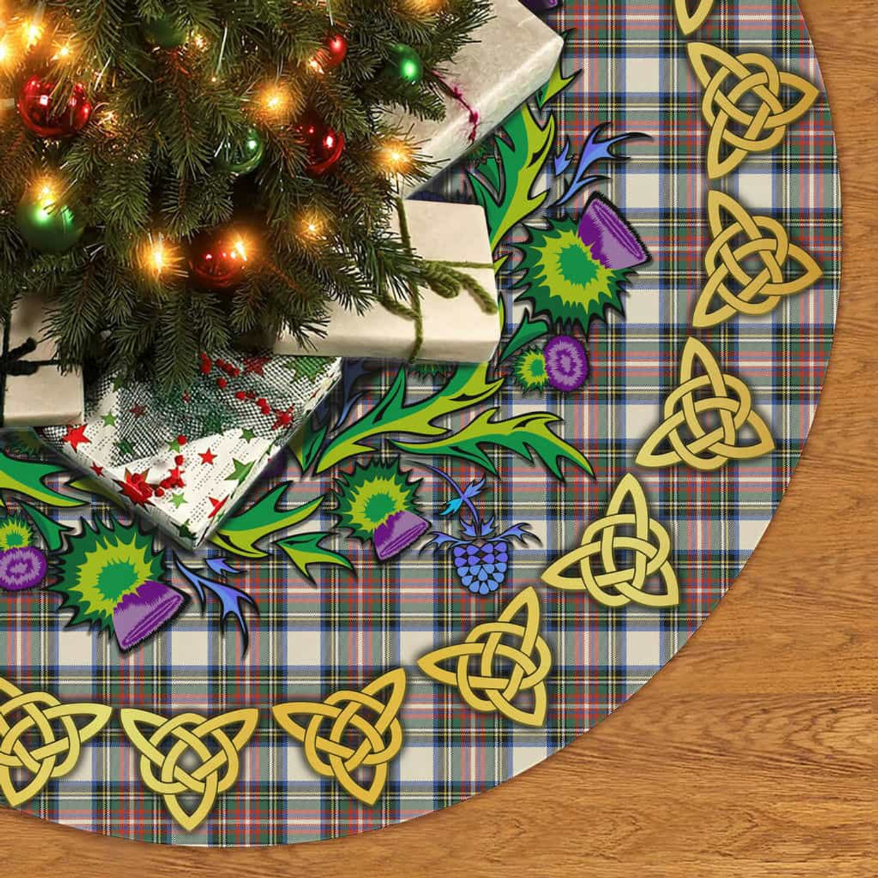 ScotsTee Shop Scottish Stewart Dress Ancient Thistle Celtic Knot Tartan Christmas Tree Skirt