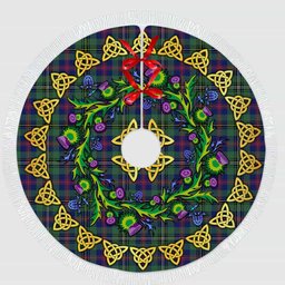 ScotsTee Shop Scottish Wood Modern Thistle Celtic Knot Tartan Christmas Tree Skirt