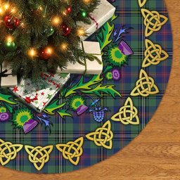 ScotsTee Shop Scottish Wood Modern Thistle Celtic Knot Tartan Christmas Tree Skirt