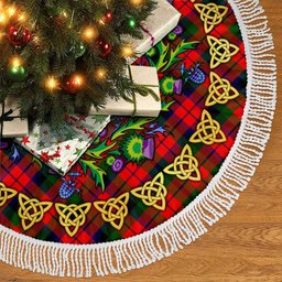 ScotsTee Shop Scottish MacNaughton Modern Thistle Celtic Knot Tartan Christmas Tree Skirt