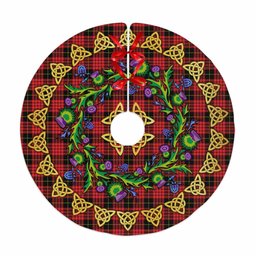 ScotsTee Shop Scottish MacQueen Modern Thistle Celtic Knot Tartan Christmas Tree Skirt