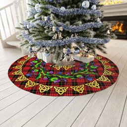 ScotsTee Shop Scottish MacQueen Modern Thistle Celtic Knot Tartan Christmas Tree Skirt