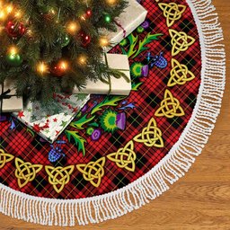 ScotsTee Shop Scottish MacQueen Modern Thistle Celtic Knot Tartan Christmas Tree Skirt