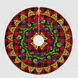 ScotsTee Shop Scottish MacQueen Modern Thistle Celtic Knot Tartan Christmas Tree Skirt