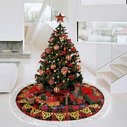 ScotsTee Shop Scottish MacQueen Modern Thistle Celtic Knot Tartan Christmas Tree Skirt