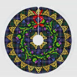 ScotsTee Shop Scottish MacRae Hunting Modern Thistle Celtic Knot Tartan Christmas Tree Skirt