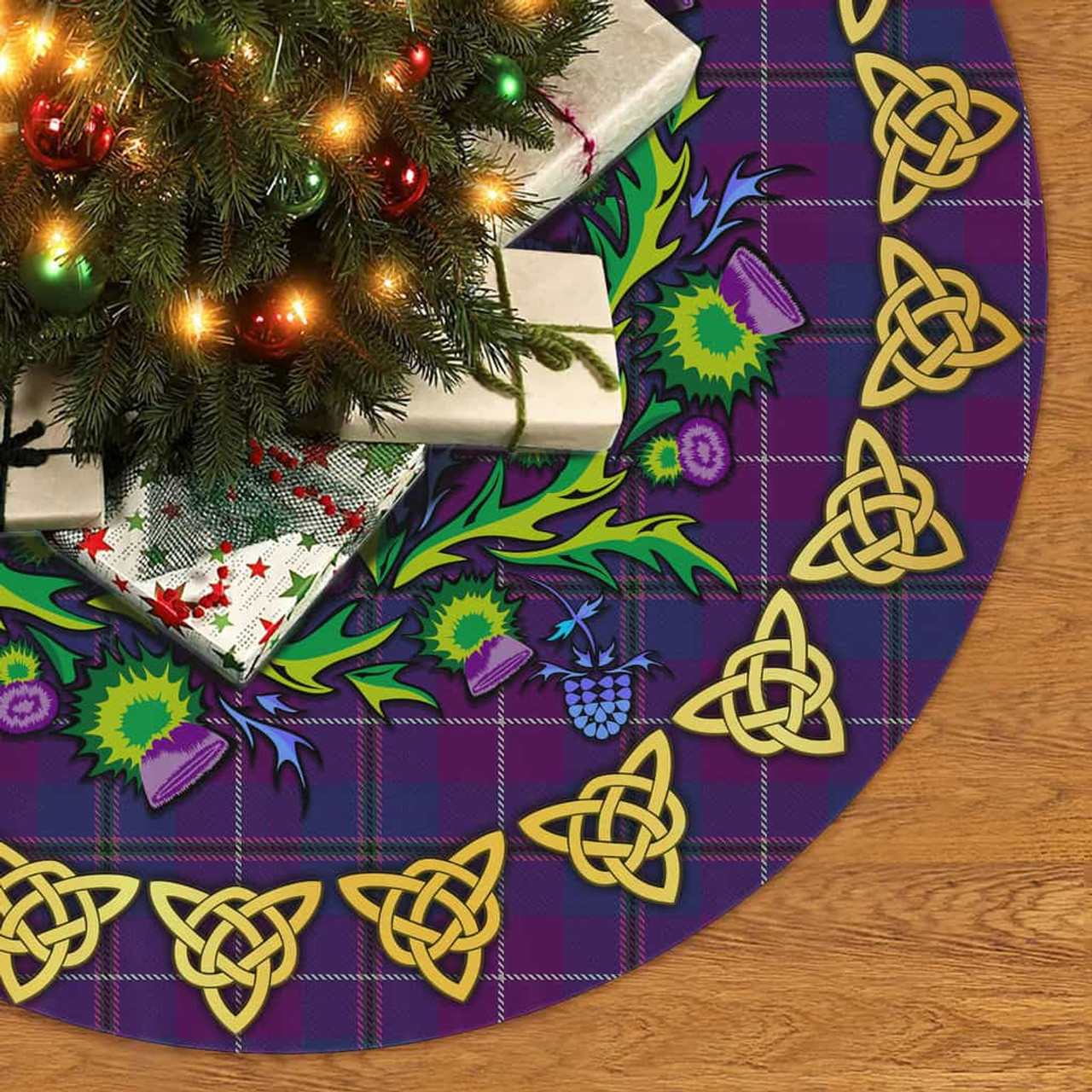 ScotsTee Shop Scottish Pride of Glencoe Thistle Celtic Knot Tartan Christmas Tree Skirt