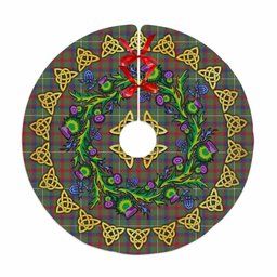 ScotsTee Shop Scottish Shaw Green Modern Thistle Celtic Knot Tartan Christmas Tree Skirt