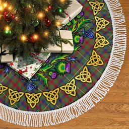 ScotsTee Shop Scottish Shaw Green Modern Thistle Celtic Knot Tartan Christmas Tree Skirt