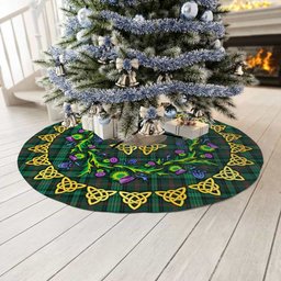 ScotsTee Shop Scottish Ross Hunting Modern Thistle Celtic Knot Tartan Christmas Tree Skirt