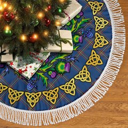 ScotsTee Shop Scottish MacLaine of Loch Buie Hunting Ancient Thistle Celtic Knot Tartan Christmas Tree Skirt