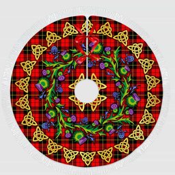 ScotsTee Shop Scottish Wallace Hunting - Red Thistle Celtic Knot Tartan Christmas Tree Skirt
