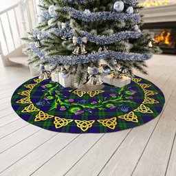 ScotsTee Shop Scottish MacKinlay Modern Thistle Celtic Knot Tartan Christmas Tree Skirt