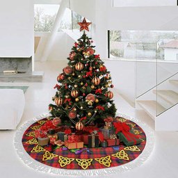 ScotsTee Shop Scottish Robertson Modern Thistle Celtic Knot Tartan Christmas Tree Skirt
