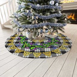 ScotsTee Shop Scottish MacFarlane Black & White Ancient Thistle Celtic Knot Tartan Christmas Tree Skirt