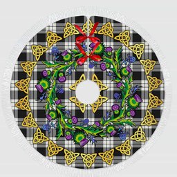 ScotsTee Shop Scottish MacFarlane Black & White Ancient Thistle Celtic Knot Tartan Christmas Tree Skirt