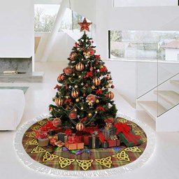 ScotsTee Shop Scottish MacMillan Old Weathered Thistle Celtic Knot Tartan Christmas Tree Skirt