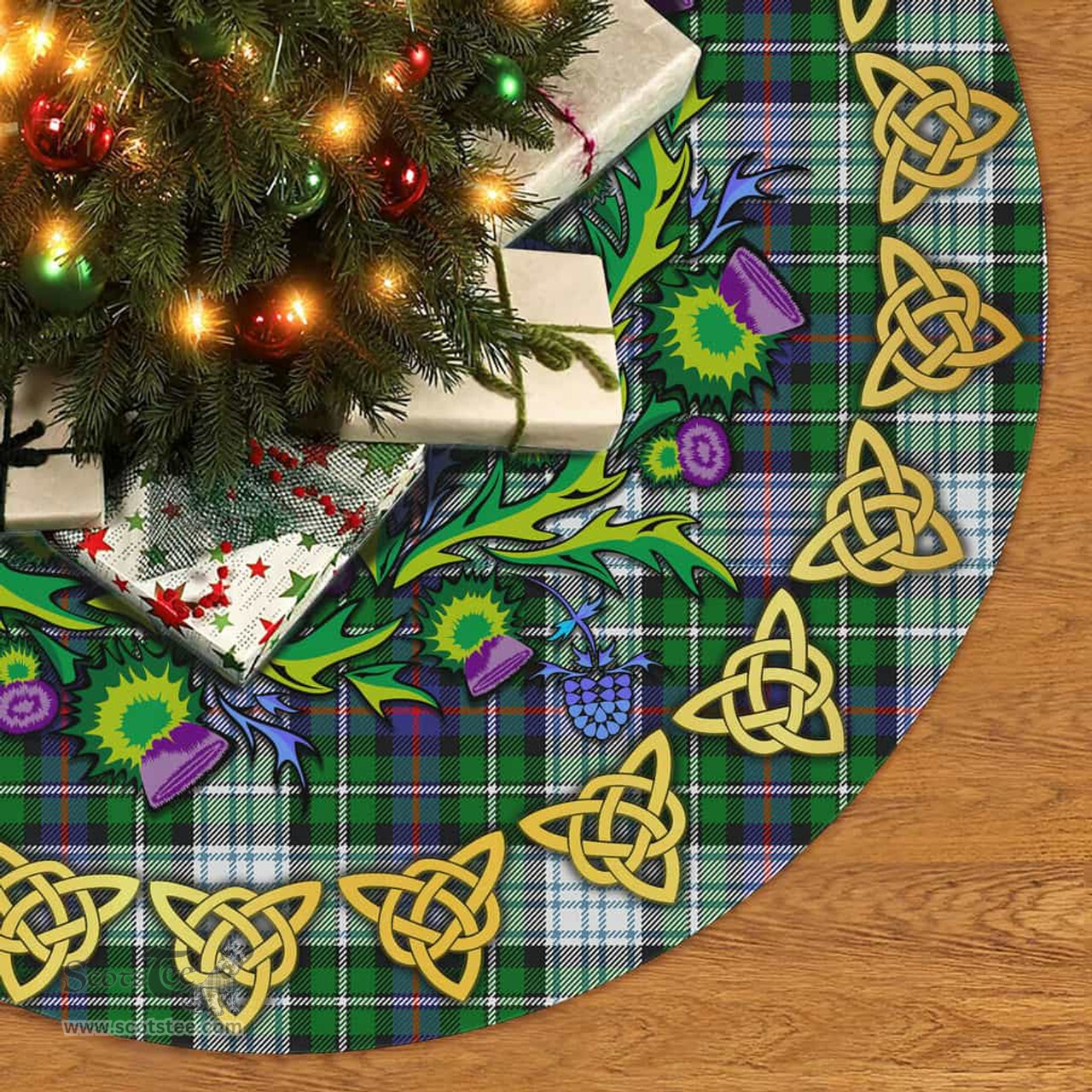 ScotsTee Shop Scottish MacKenzie Dress Modern Thistle Celtic Knot Tartan Christmas Tree Skirt