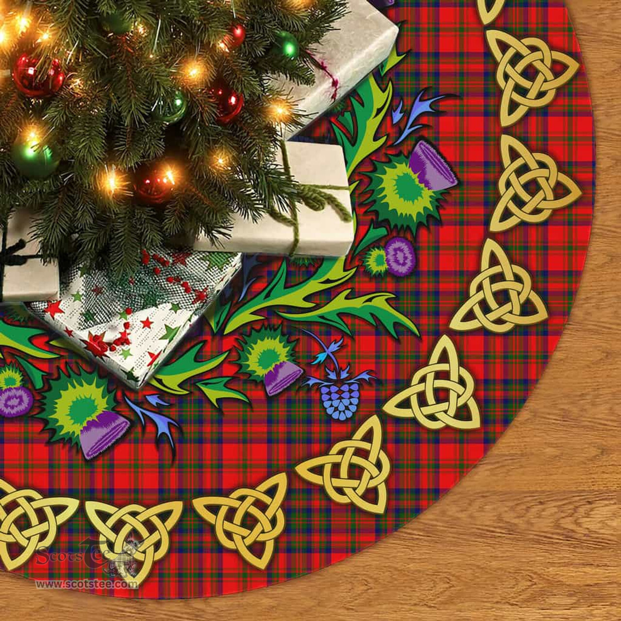 ScotsTee Shop Scottish Matheson Modern Thistle Celtic Knot Tartan Christmas Tree Skirt