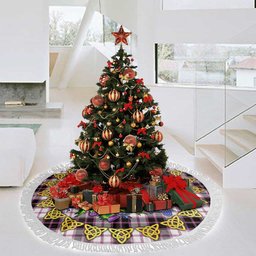 ScotsTee Shop Scottish MacPherson Hunting Modern Thistle Celtic Knot Tartan Christmas Tree Skirt