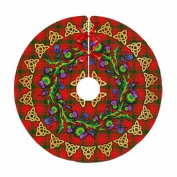 ScotsTee Shop Scottish MacQuarrie Modern Thistle Celtic Knot Tartan Christmas Tree Skirt
