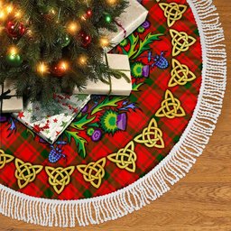 ScotsTee Shop Scottish MacQuarrie Modern Thistle Celtic Knot Tartan Christmas Tree Skirt