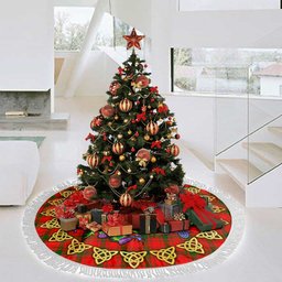 ScotsTee Shop Scottish MacQuarrie Modern Thistle Celtic Knot Tartan Christmas Tree Skirt