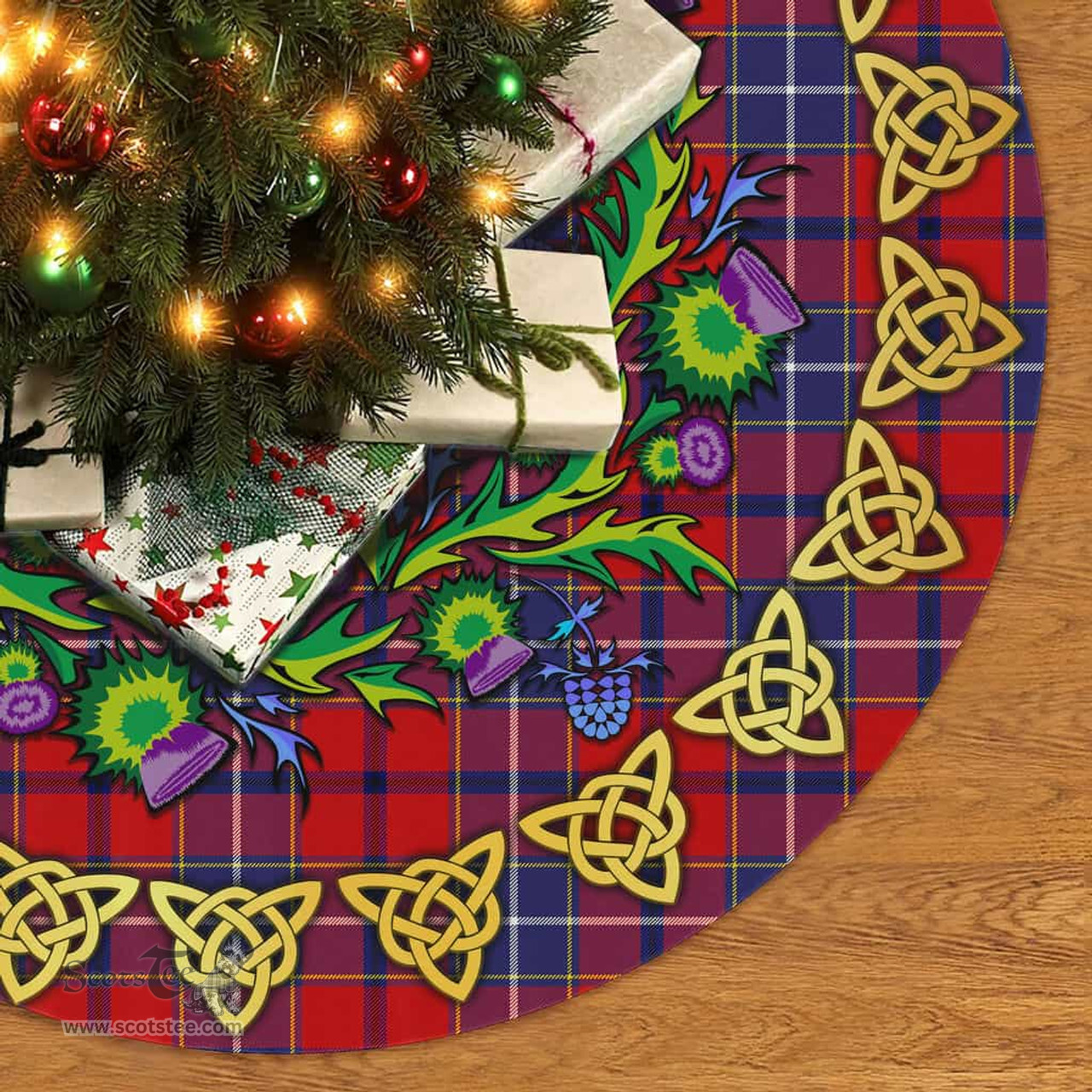 ScotsTee Shop Scottish Wishart Dress Thistle Celtic Knot Tartan Christmas Tree Skirt