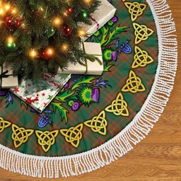 ScotsTee Shop Scottish Menzies Green Ancient Thistle Celtic Knot Tartan Christmas Tree Skirt