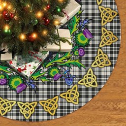 ScotsTee Shop Scottish Scott Black & White Ancient Thistle Celtic Knot Tartan Christmas Tree Skirt