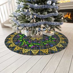 ScotsTee Shop Scottish Scott Green Modern Thistle Celtic Knot Tartan Christmas Tree Skirt
