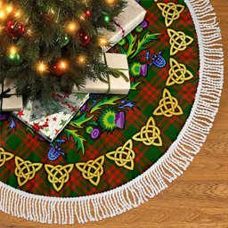 ScotsTee Shop Scottish Menzies Green Modern Thistle Celtic Knot Tartan Christmas Tree Skirt