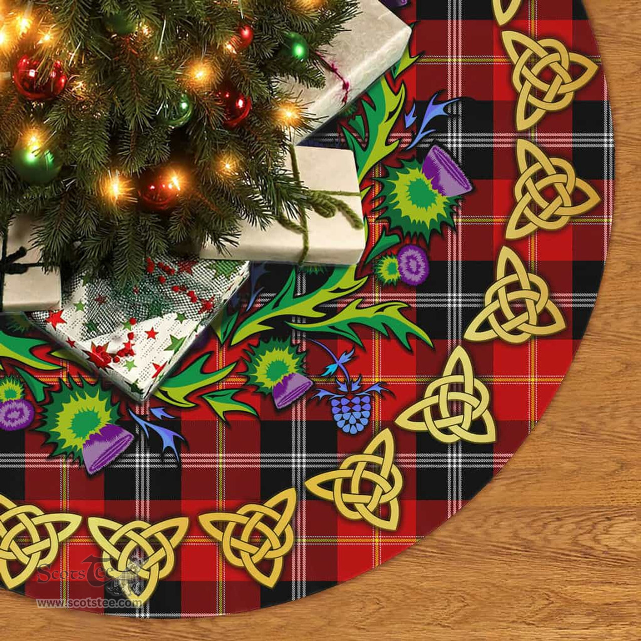 ScotsTee Shop Scottish Marjoribanks Thistle Celtic Knot Tartan Christmas Tree Skirt