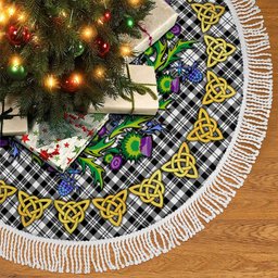 ScotsTee Shop Scottish Scott Black & White Modern Thistle Celtic Knot Tartan Christmas Tree Skirt
